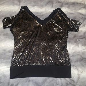 Cold Shoulder Top! Double V Neck